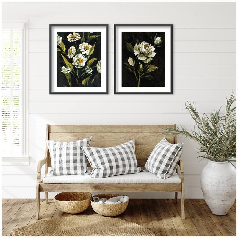 Kate and Laurel Moody Floral 1 & 2 2 Piece Framed Wall Art Print Set by Annie Quigley