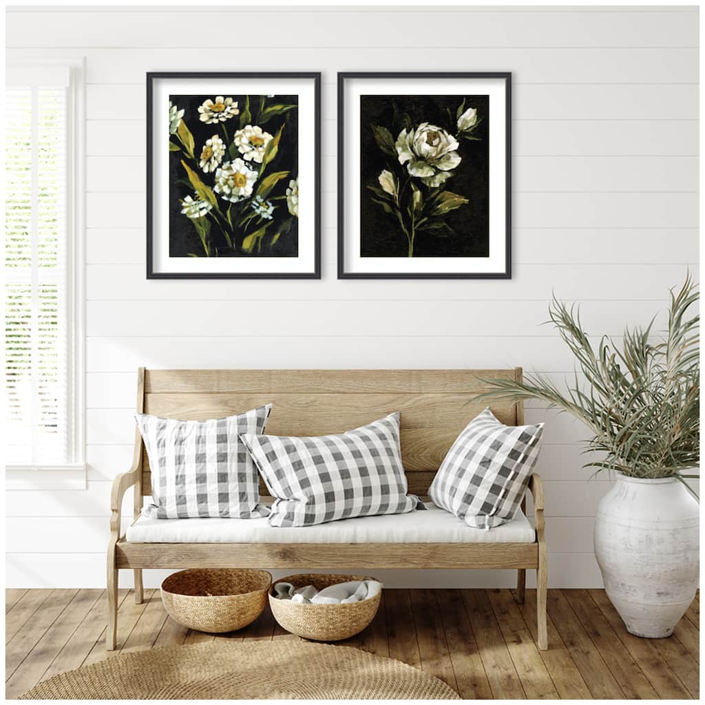 Kate and Laurel Moody Floral 1 & 2 2 Piece Framed Wall Art Print Set by Annie Quigley