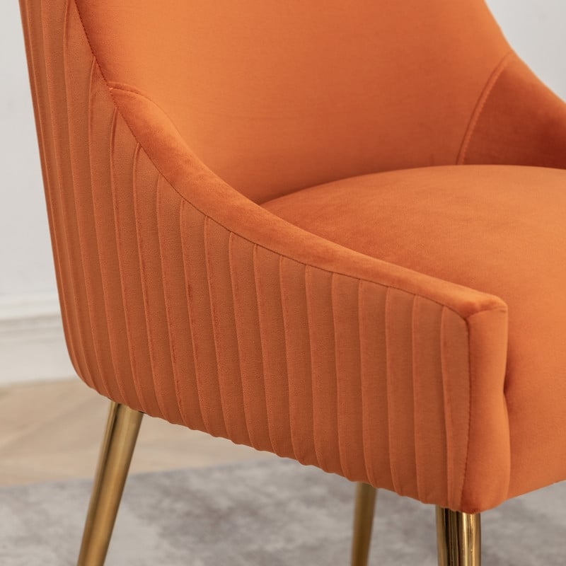 SEYNAR Modern Glam Boucle Pleated Velvet Dining Chair or Vanity Chair Set of 4 with Rear Handle