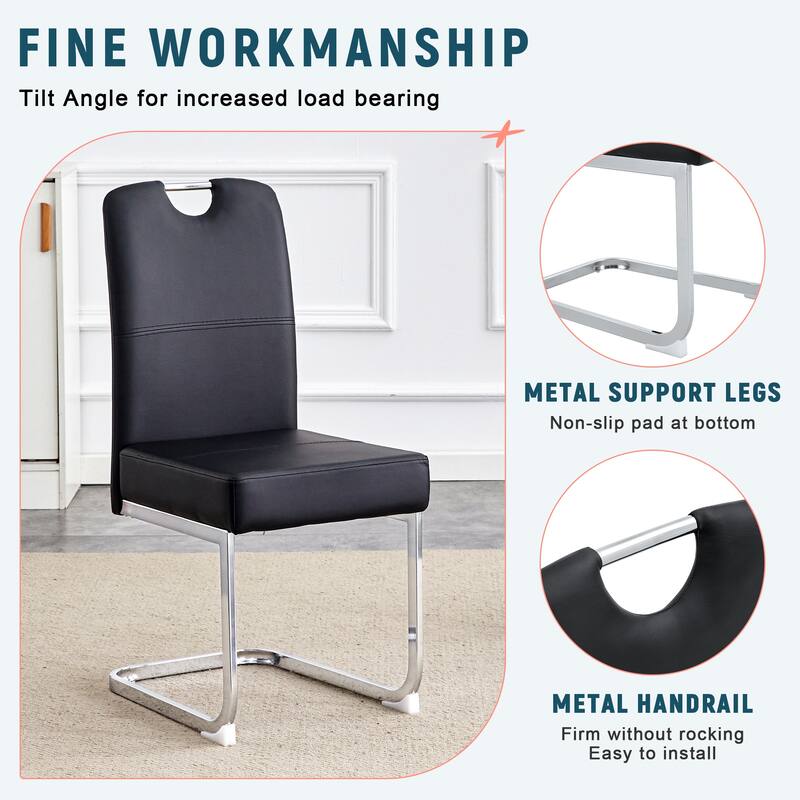 Set of 4 black thickened dining chairs with built - in spring packages and ergonomic design - perfectly blending comfort