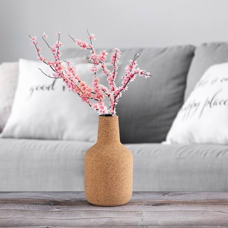 Small Bottle Neck Cork Wrapped Flower Vase - 11.25" - Beige