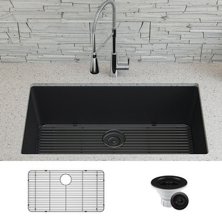 Lexicon Drop-In Quartz 32 Inch Single Bowl Kitchen Sink Kit