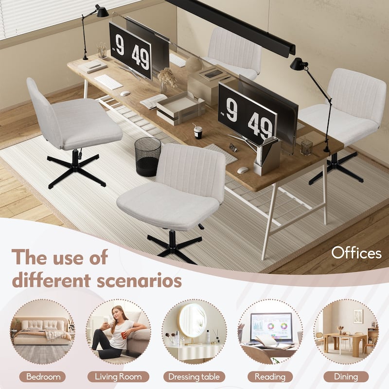 Futzca Office Chair, Armless Wide Chair of Height Adjustable Swivel