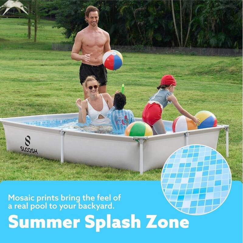 Rectangular Above Ground Pool - Outdoor Frame Above Ground Swimming Pool Set Kiddie Pool for Kids Adults