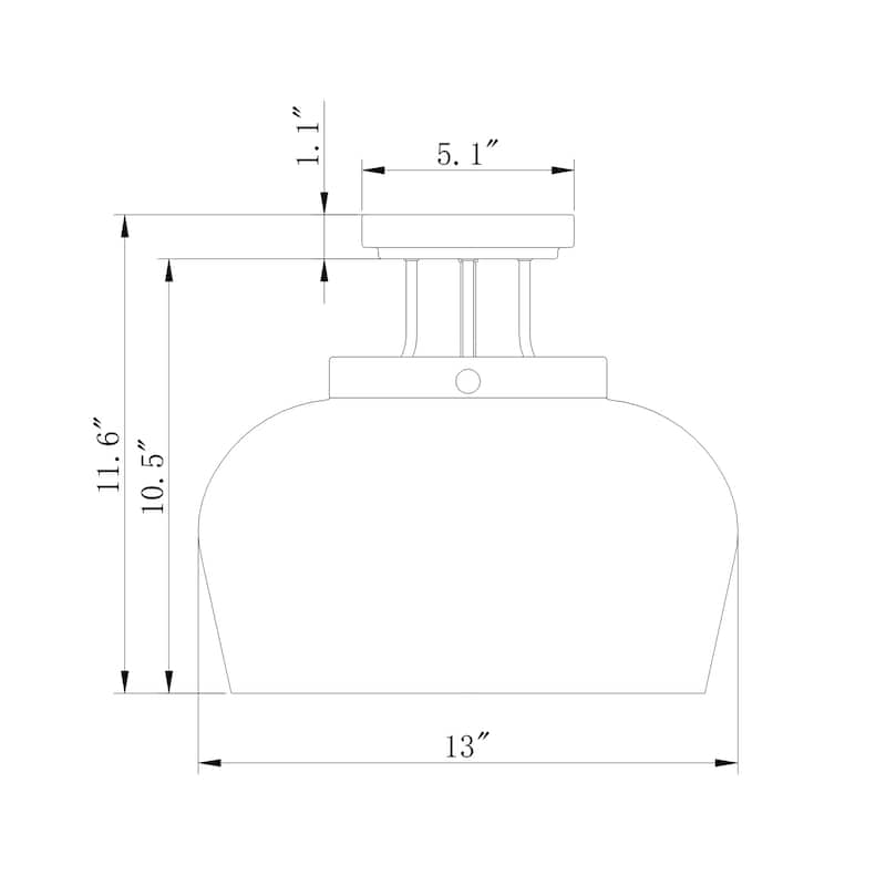 Celine Chrome 3-Light Clear Curved Glass Shade Semi-Flush Mount