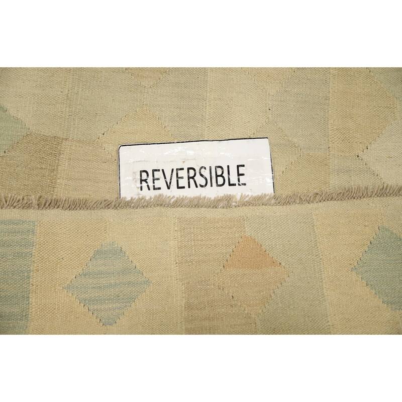 Hand Woven Oriental 100% Wool Carpet Southwestern Modern Beige & Ivories Kilim Area Rug - 4' 9'' X 2' 11''