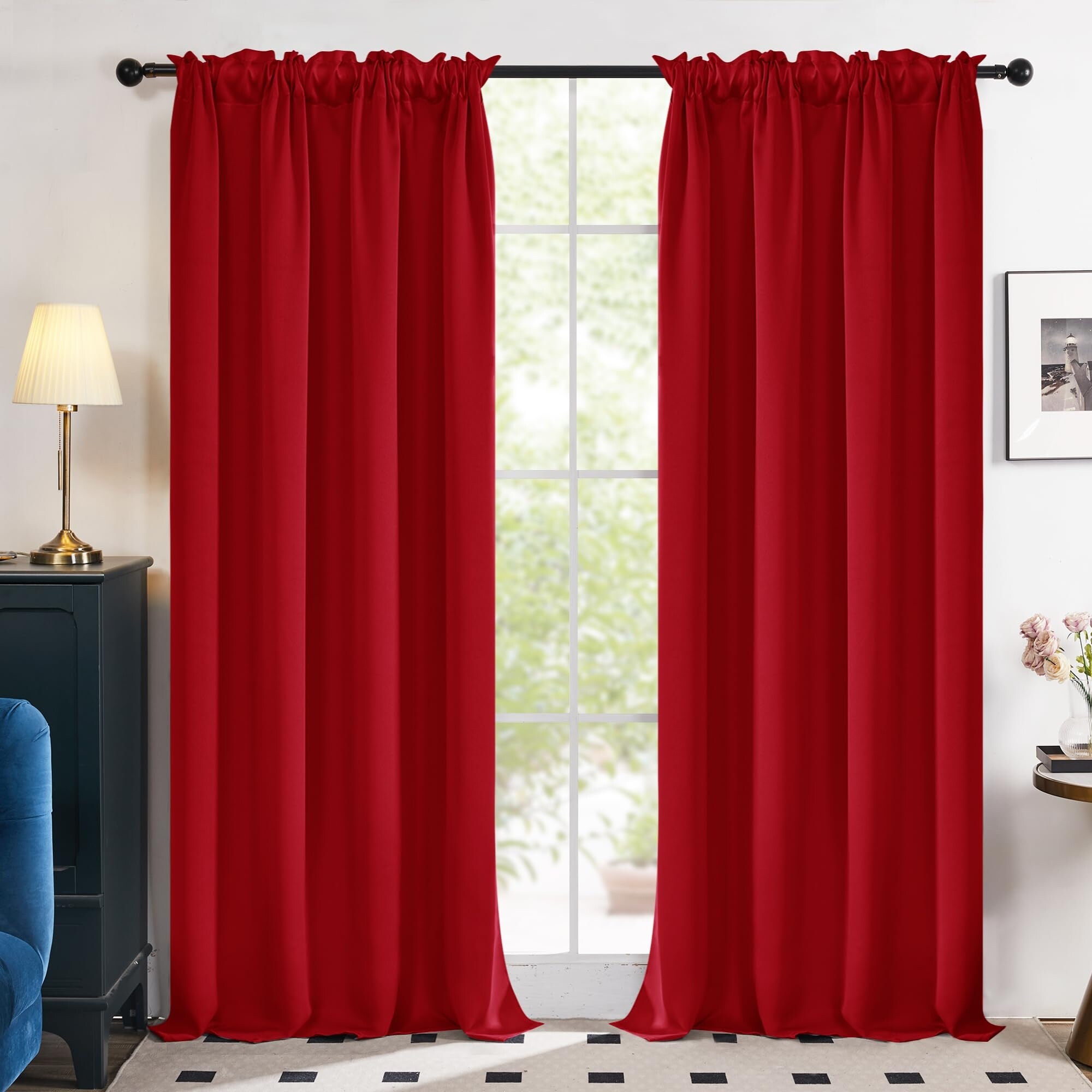 Deconovo Solid Rod Pocket Curtain Panel Pair, Set of 4 Panels