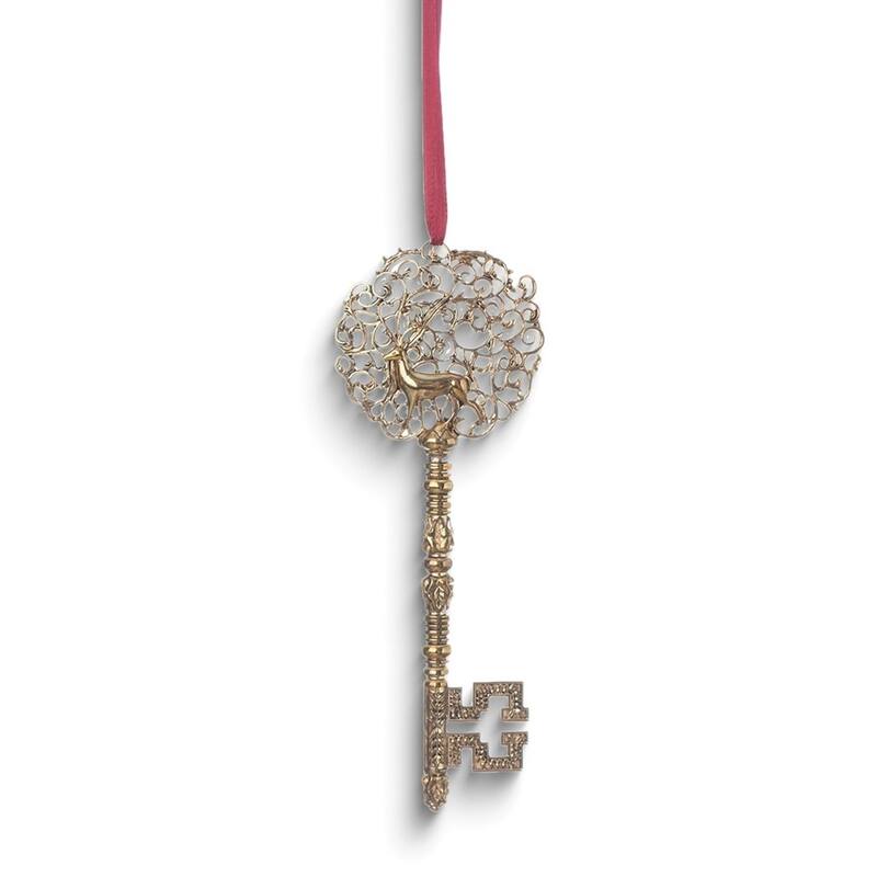 Curata Santas Book of Secrets Gold-Tone Key Ornament