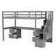 preview thumbnail 9 of 36, Twin Size Loft Bed wBuilt-in Desk, Storage Stairs, 2 Drawers and Shelves, Wooden Bedframe High Loft Platform Bed for Kids Teens