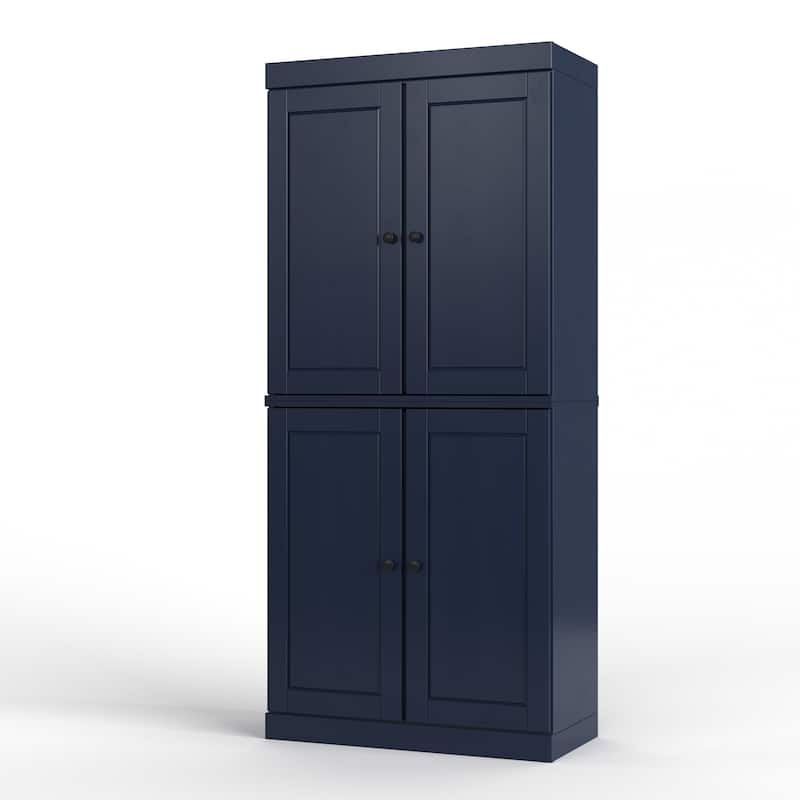 Palace Imports 100% Solid Wood 32" Bathroom Cabinet with Solid Doors, 2-Drawers and Adjustable Shelves - Navy