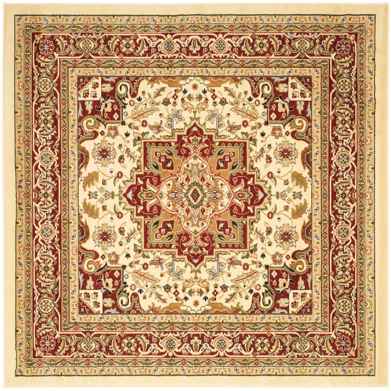 SAFAVIEH Lyndhurst Feryal Traditional Oriental Medallion Rug - 6' Square - Ivory/Red - Square