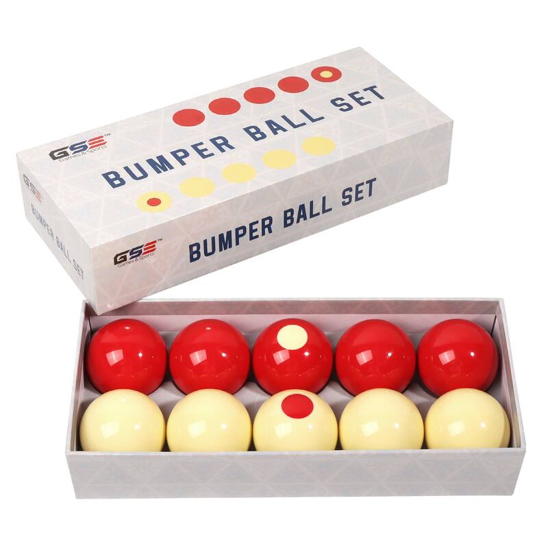 GSE™ 2-1/8" Regulation Size Bumper Pool Balls, Standard Set of 10 Billiard Ball Set - Bumper Pool Balls - Bumper Pool Balls