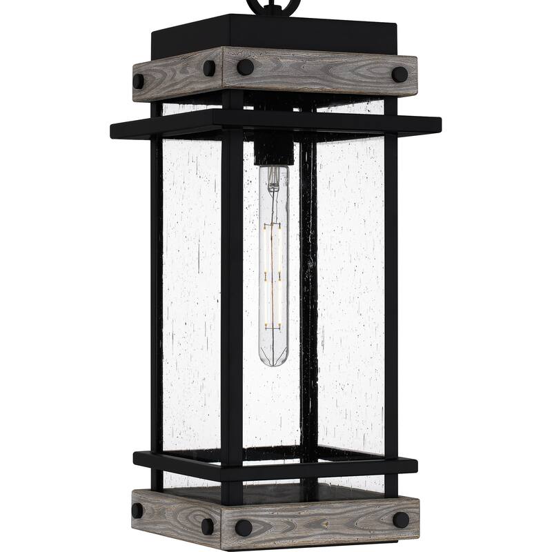 Strader 1-Light Matte Black Outdoor Hanging Lantern