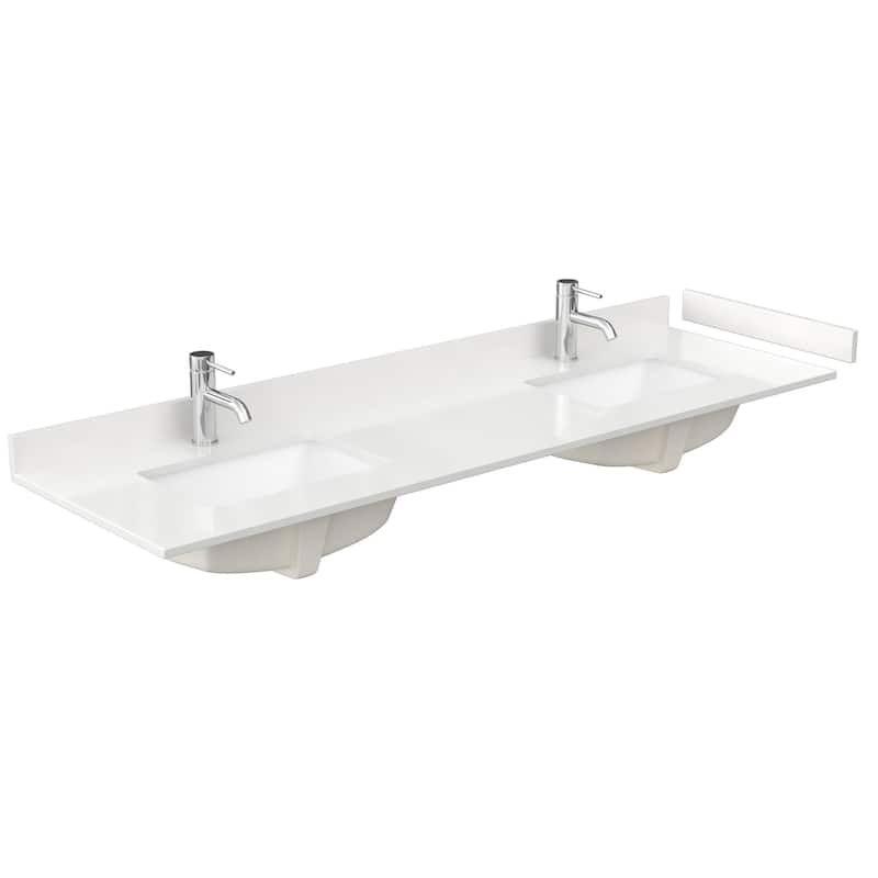 Wyndham Collection WCFQC172DTOPUNS-Q 72" Quartz Vanity Top with - White Quartz - Painted