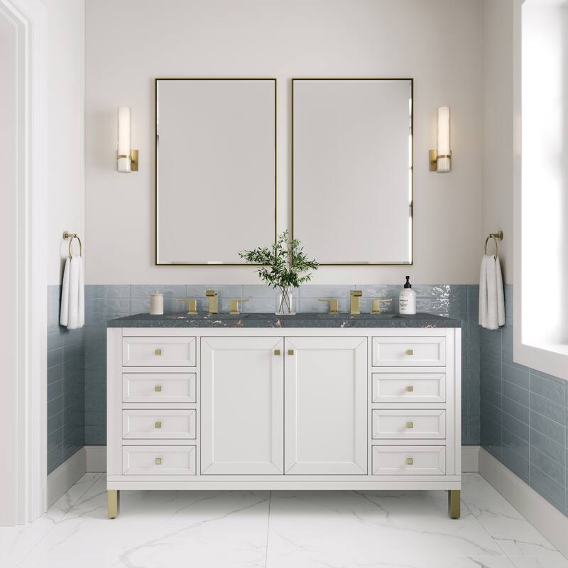 James Martin Vanities Chicago 60" Double Vanity, Glossy White