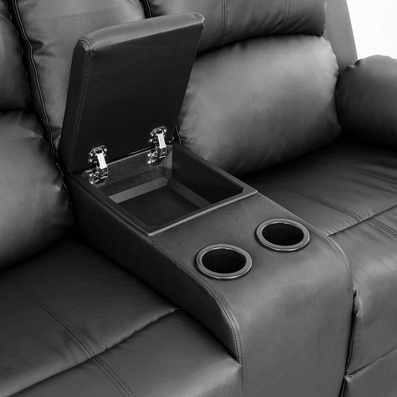 Black Semi PU And PVC 3-Piece Couch Living Room Sofa Set