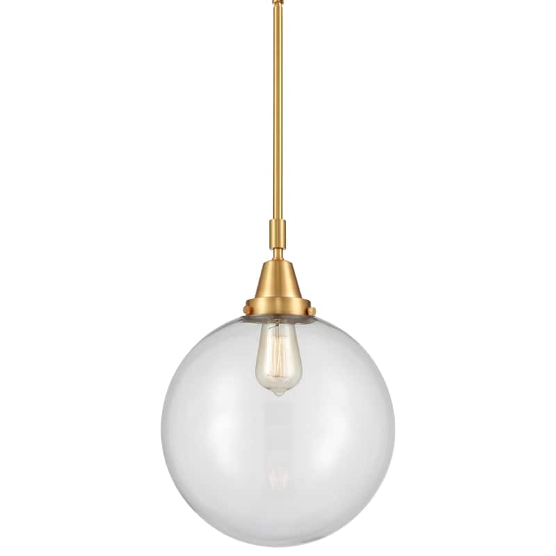 Innovations Lighting 447-1S-16-12 Beacon Pendant Beacon 12" Wide - Satin Gold / Clear