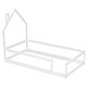 preview thumbnail 4 of 5, Twin Size Wood bed with House-shaped Headboard Floor bed with Fences,White