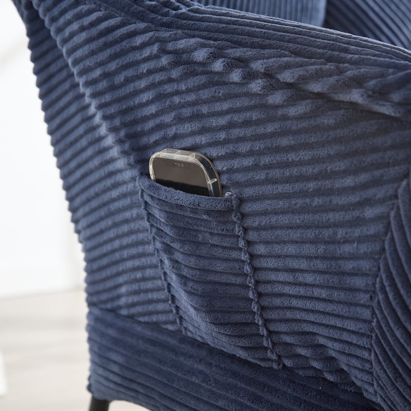 Anmytek Navy Lazy Armchair and Ottoman Set Plush Comfort Modern Living Room Reading Chair