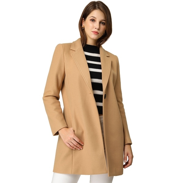 Women's Notched Lapel Button Closure Trench Coat Outwear