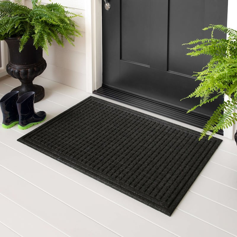 Mohawk Home Waffle Grid Impression Indoor/Outdoor Recycled Rubber All Weather Utility Doormat