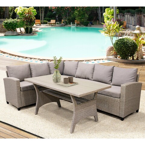 Patio Outdoor Furniture Conversation Set, Sectional Sofa Set