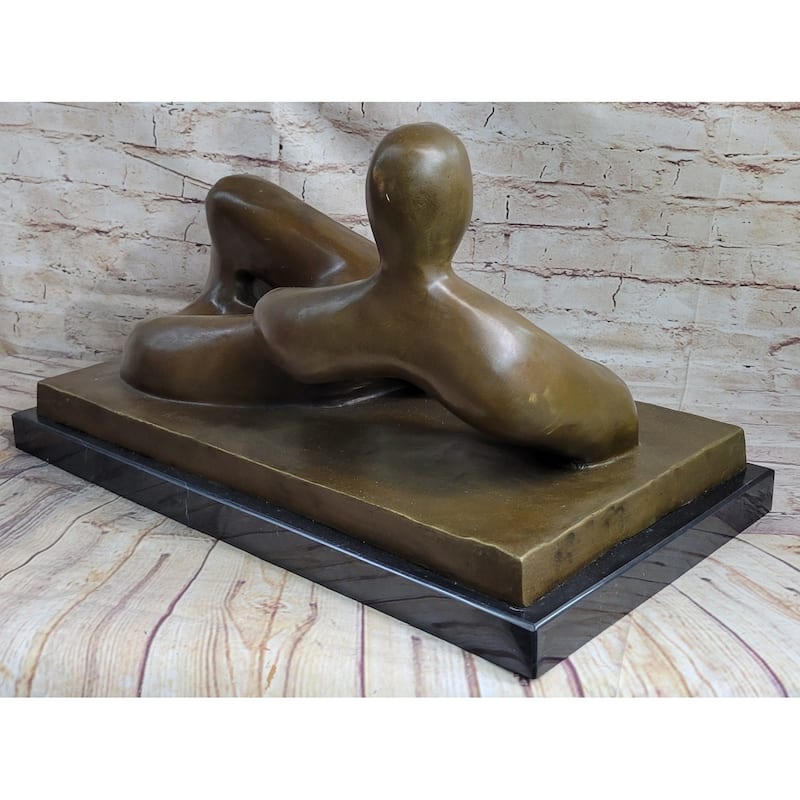 Hand Made Large Abstract Woman Female Genuine Solid Bronze Sculpture By Henry Moore