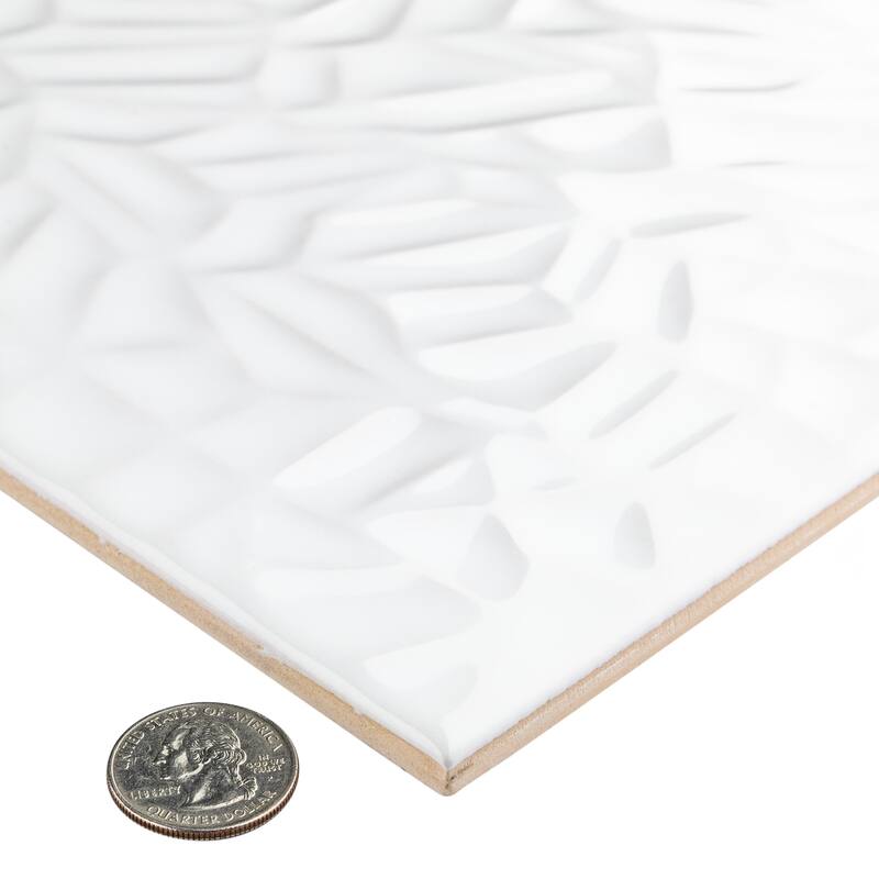 Merola Tile More Petal Glossy White 9-7/8" x 15-3/4" Ceramic Wall Tile