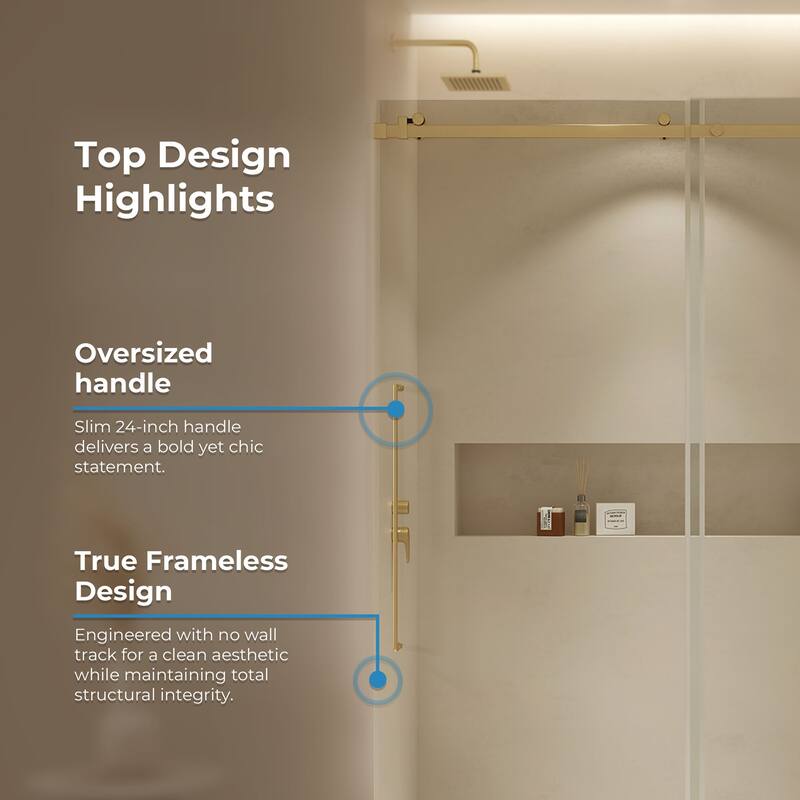 Selby Frameless Sliding Clear Alcove Shower Door