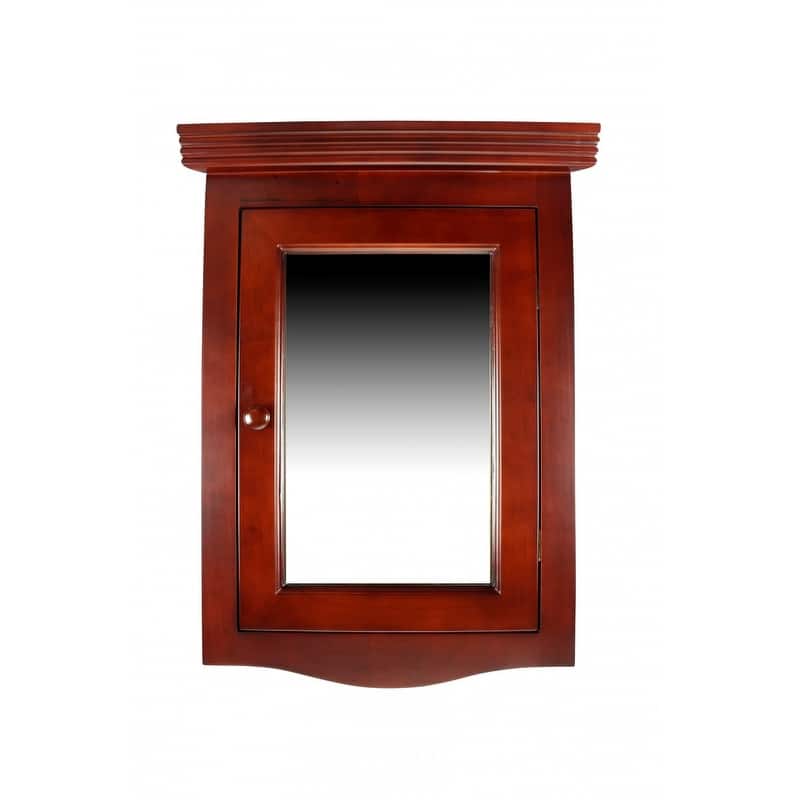 Medicine Cabinets 27 1/8" x 20 1/8" Cherry Wood Corner Medicine Cabinet with Mirror and Mounting Hardware Renovators Supply