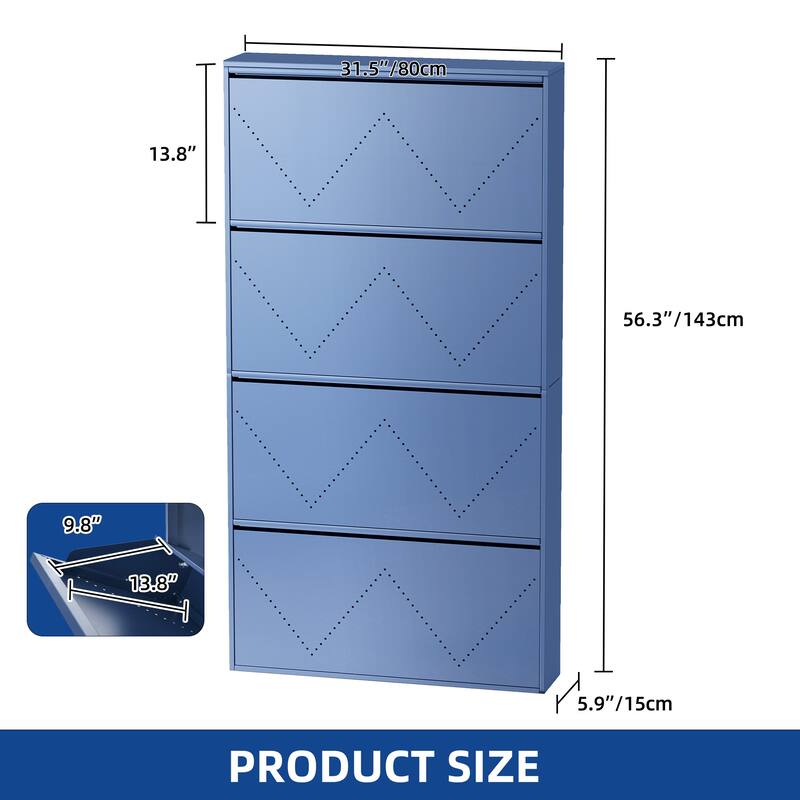Moasis 3 Flip Drawers Steel Shoe Storage Cabinet Wall mount