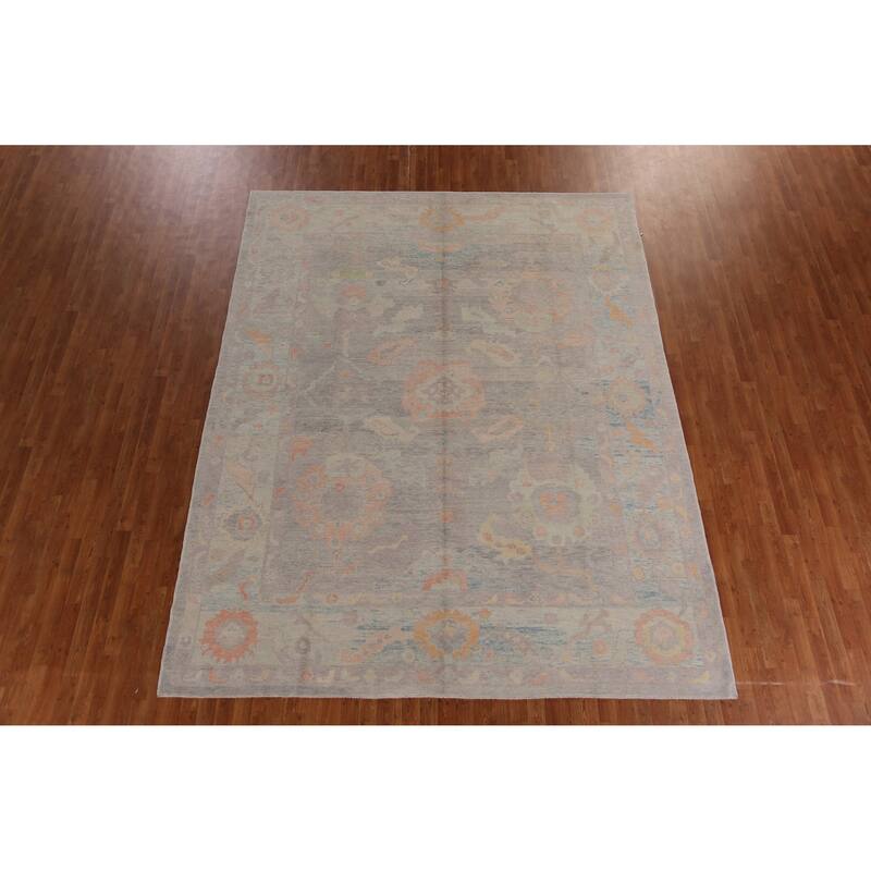 Hand Knotted Oriental 100% Wool Carpet Transitional All-Over Purples Oushak Area Rug - 11' 5'' X 9' 0''