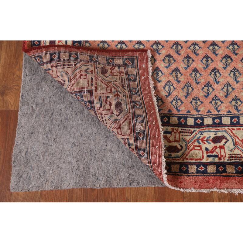 Hand Knotted Oriental 100% Wool Carpet Traditional All-Over Red Botemir Runner Rug - 10' 3'' X 3' 4''