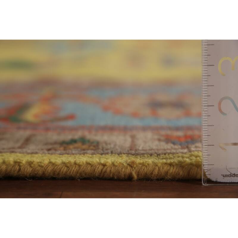 Yellow Oushak Indian Area Rug Hand-Knotted Wool Carpet - 8'10"x 11'10"