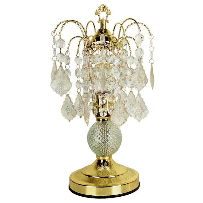 Modern 15-inch Table Lamp Gold Metal Base Faux Crystal Design - 7” x 7” x 15”