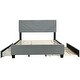 preview thumbnail 4 of 13, Twill Upholstered Bed with Twin Trundle & Drawers, Queen Size, Grey