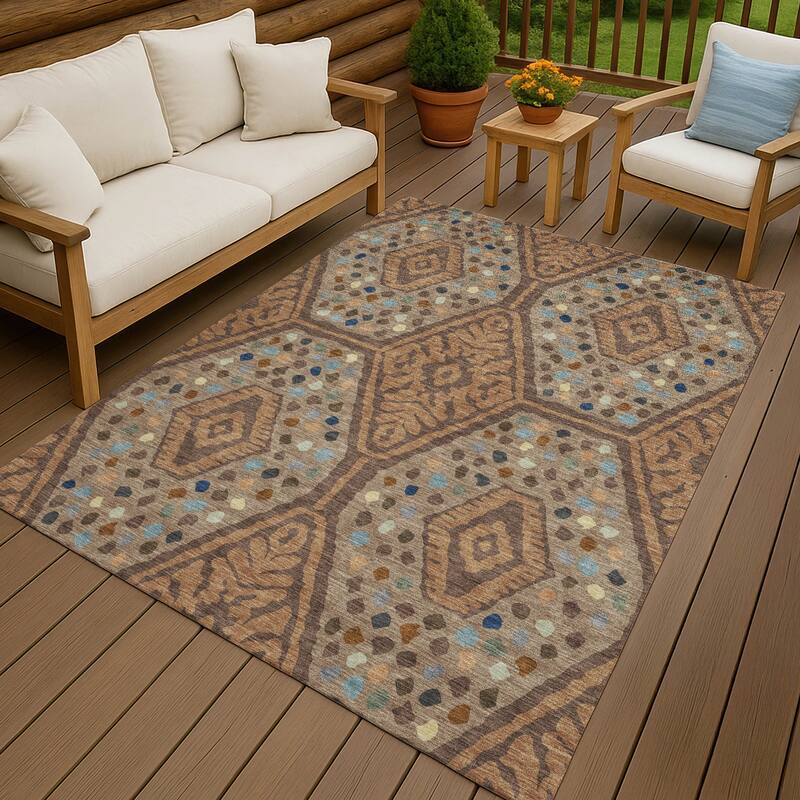 Machine Washable Indoor/ Outdoor Global Nipsey Chantille Rug - Copper - 2'6" x 3'10"