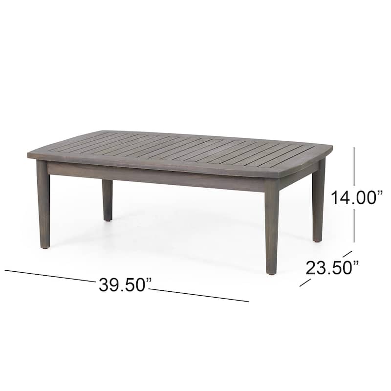 Acacia Wood Patio Loveseat Set with Cushion Coffee Table Minimalist Style