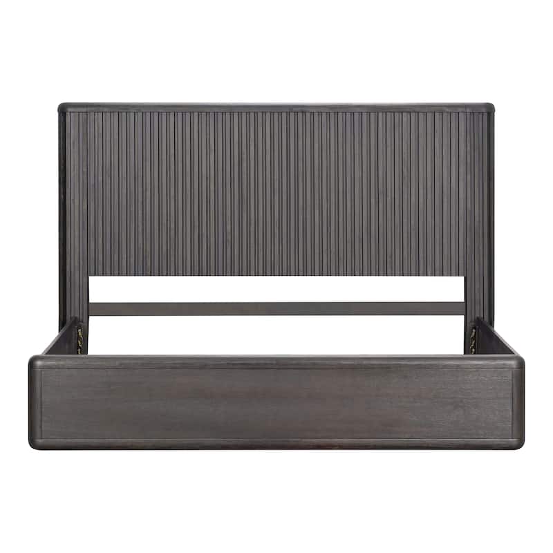 Furniture of America Caelan I Modern 3-Piece Black Solid Wood Fluted Panel Bedroom Set with Motion Light