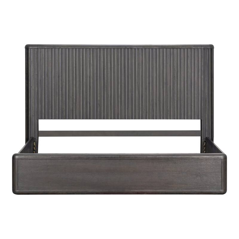 Furniture of America Caelan I Modern 5-Piece Black Solid Wood Fluted Panel Bedroom Set with Motion Light