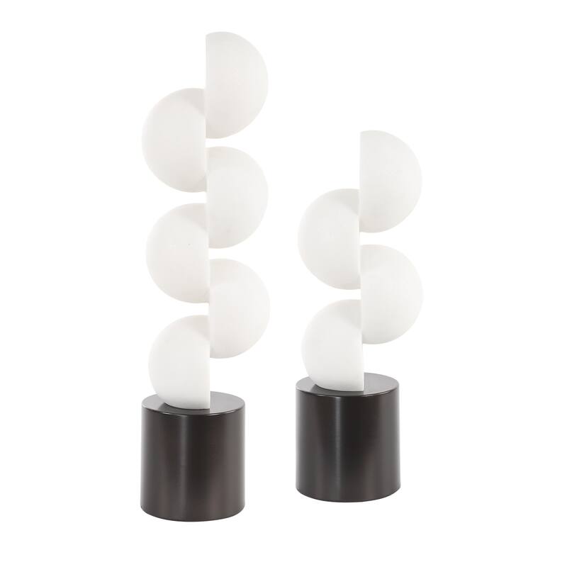Stacked Hemisphere Sculptures with Base - 18" - Set of 2