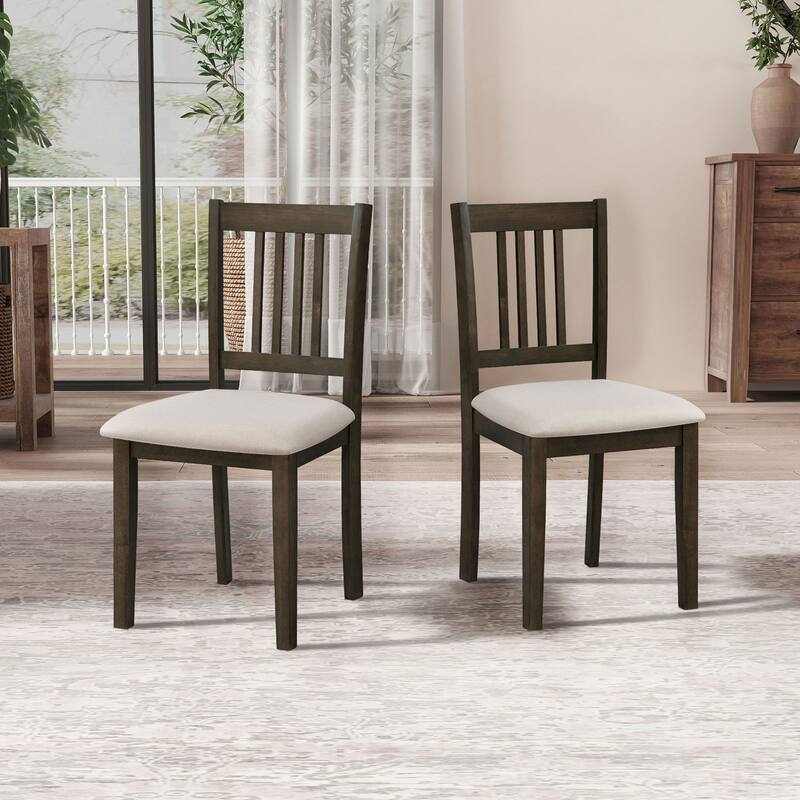 Space-Saving 5-Piece Dining Table Set with Rustic Wooden Table and Comfortable Upholstered Chairs - Ideal for Apartments