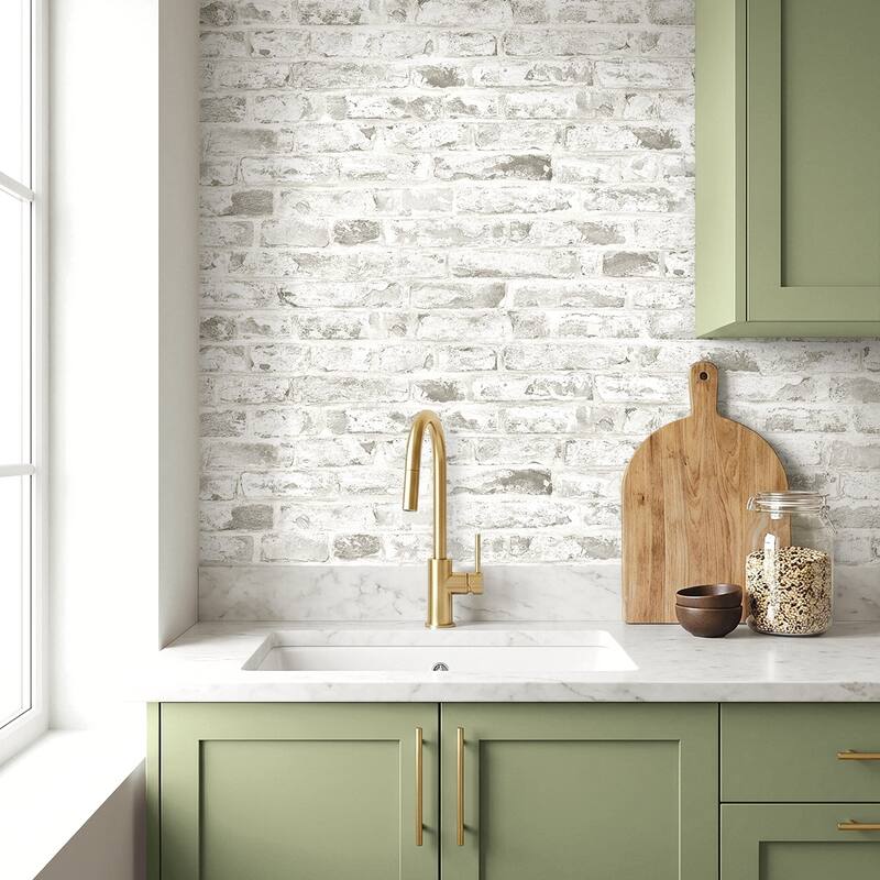 Harry & Grace Faux Rustic Brick Peel and Stick Natural Wall Backdrop Panel