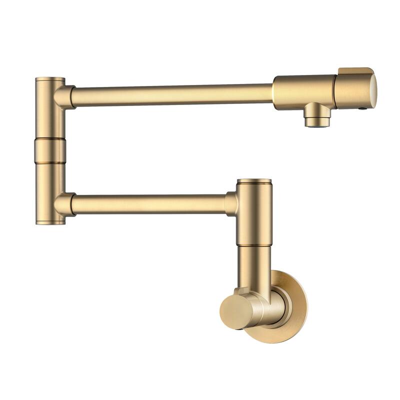 KRAUS Bolden 2 Handle Wall Mount Pot Filler Faucet w/ Retractable Arm - Spot Free Brushed Brass