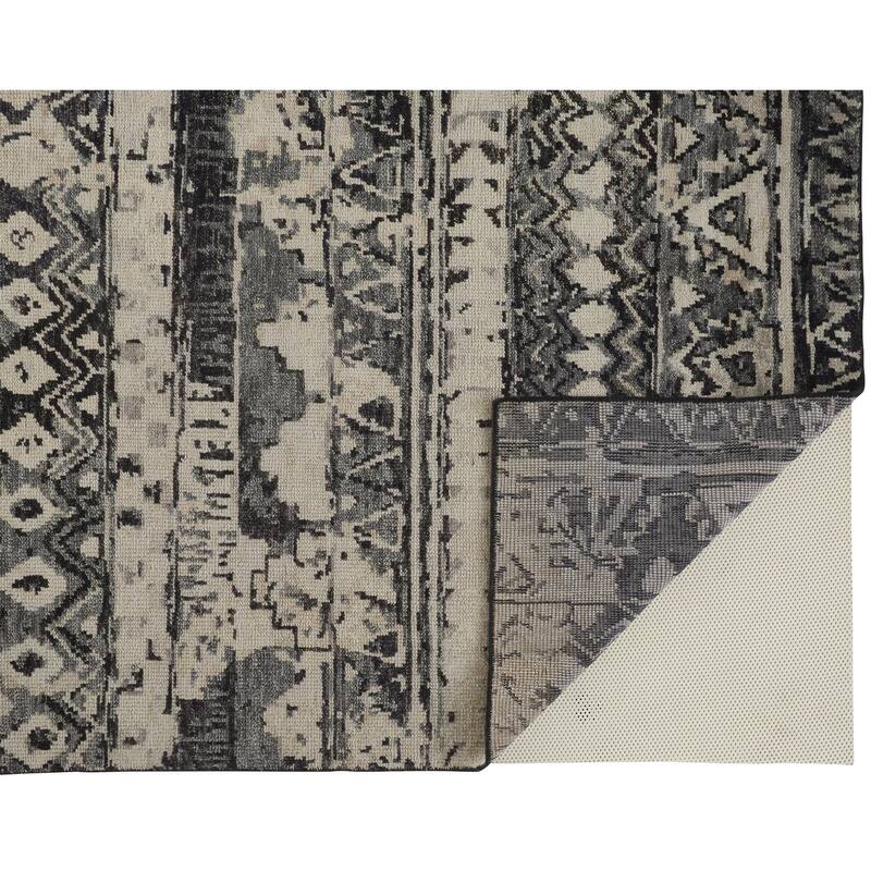 Scottsdale Luxe Hand Knot Accent Rug, Charcoal Gray/Light Beige