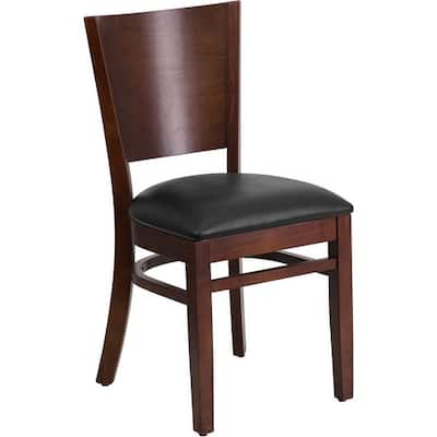 Dyersburg Wood Chair Solid Back Walnut, Black Vinyl Seat