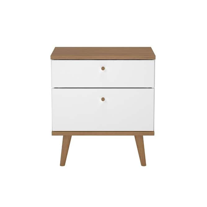 Midtown Concept 2-Drawer Nightstand Side Table Bedside Table Durable MDF Wood - White