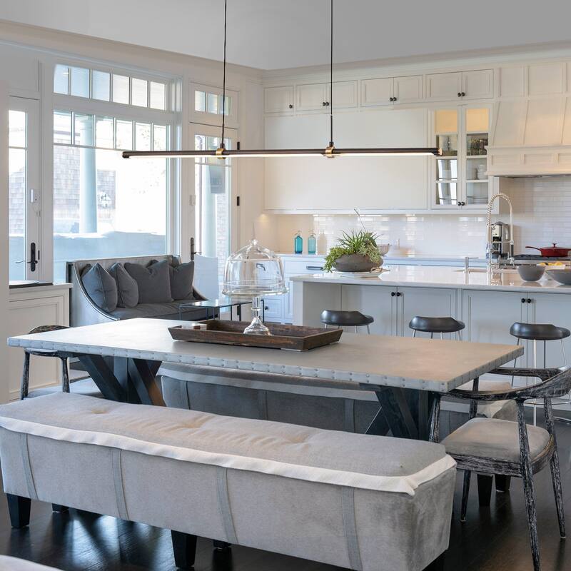Modern Minimalist 3-Light LED Linear Chandelier Kitchen Island Pendant Light - 47.2"