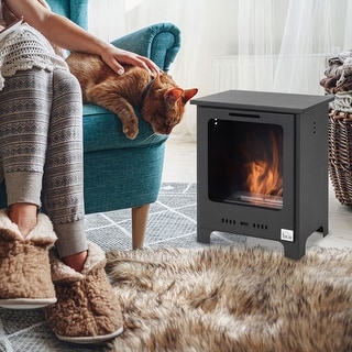 HOMCOM Ethanol Fireplace, 19.75 Freestanding Fireplace Stove with Flame  Snuffer, 0.25 Gal, Max 269 Sq. Ft., Black - Bed Bath u0026 Beyond - 38413517