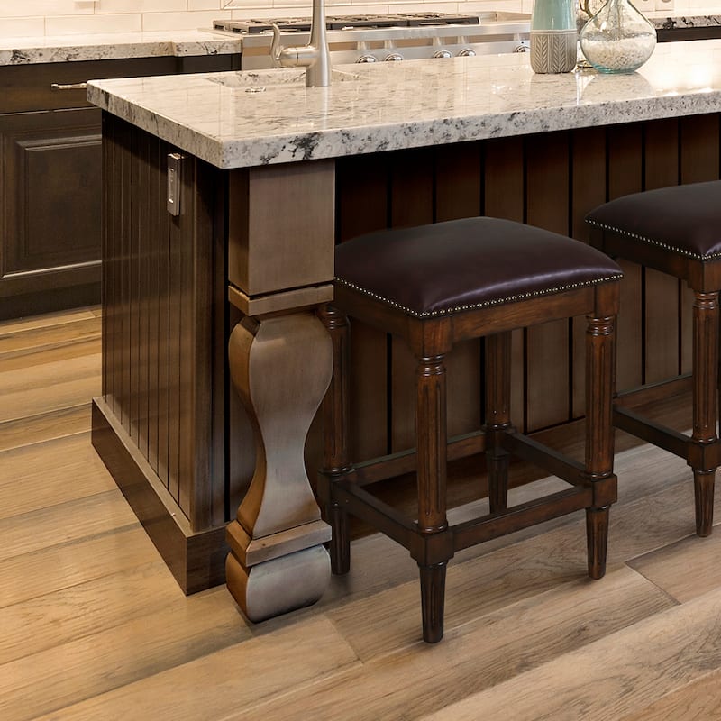 Manchester Solid Wood Square Upholstered Seat Bar Stool - Walnut - Bar Height/Counter height/Counter Height